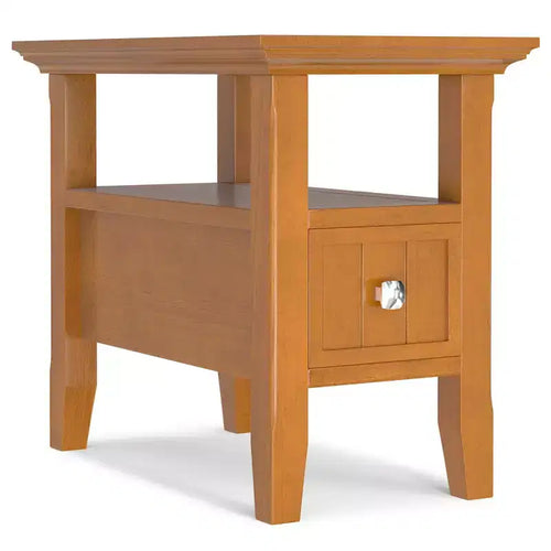 Normandy 14 inch Wide Solid Wood Transitional Narrow Side Table with Drawer