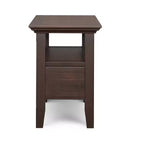 Table d'appoint étroite de style transitionnel en bois massif de 14 pouces de large avec tiroir