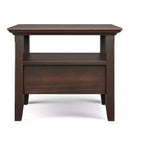 Table d'appoint étroite de style transitionnel en bois massif de 14 pouces de large avec tiroir