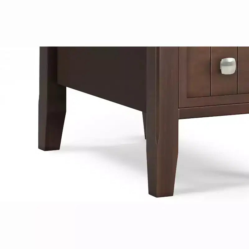 Table d'appoint étroite de style transitionnel en bois massif de 14 pouces de large avec tiroir
