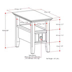 Table d'appoint étroite de style transitionnel en bois massif de 14 pouces de large avec tiroir