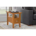 Table d'appoint étroite de style transitionnel en bois massif de 14 pouces de large avec tiroir