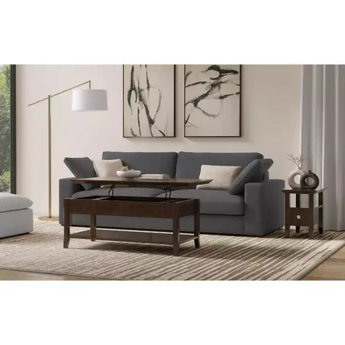 Table d'appoint étroite de style transitionnel en bois massif de 14 pouces de large avec tiroir