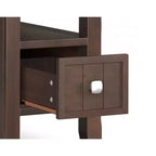 Table d'appoint étroite de style transitionnel en bois massif de 14 pouces de large avec tiroir