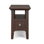 Table d'appoint étroite de style transitionnel en bois massif de 14 pouces de large avec tiroir