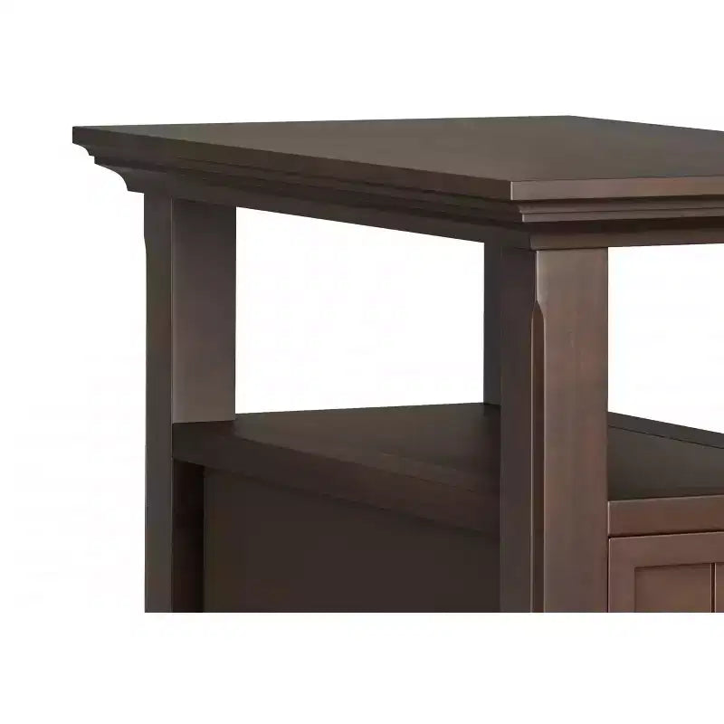 Table d'appoint étroite de style transitionnel en bois massif de 14 pouces de large avec tiroir