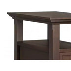 Table d'appoint étroite de style transitionnel en bois massif de 14 pouces de large avec tiroir