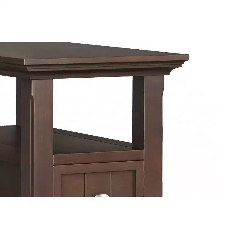 Table d'appoint étroite de style transitionnel en bois massif de 14 pouces de large avec tiroir