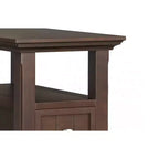 Table d'appoint étroite de style transitionnel en bois massif de 14 pouces de large avec tiroir