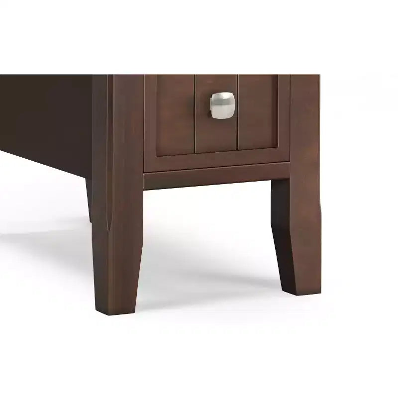 Table d'appoint étroite de style transitionnel en bois massif de 14 pouces de large avec tiroir