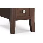 Table d'appoint étroite de style transitionnel en bois massif de 14 pouces de large avec tiroir