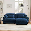 MAYEERTY Modern Two Seater Sofa with Ottoman 2 Round Bolster Armrest Waist Pillows Thrown Pillows for Living Room Blue