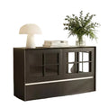 47.04 Modern Sideboard with Shatterproof Acrylic Doors - 2-Drawer Storage Cabinet with Adjustable Shelves - Matte Black Gaoyangjiaju