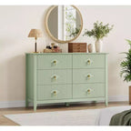 48 Wide 6-Drawer Dresser, Modern Chest with Metal Handles for Bedroom Storage, Green