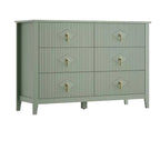 Commode à 6 tiroirs de 48 de large, commode moderne avec poignées métalliques pour chambre à coucher, verte