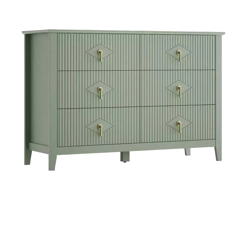 Commode à 6 tiroirs de 48 de large, commode moderne avec poignées métalliques pour chambre à coucher, verte