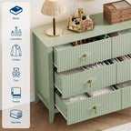 Commode à 6 tiroirs de 48 de large, commode moderne avec poignées métalliques pour chambre à coucher, verte