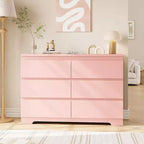 Commode à 6 tiroirs, style moderne et simple pour chambre à coucher, rose