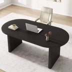 70.8 Inch Oval Dining Table for 6-8,Farmhouse Long Kitchen Table with Thick Wooden Base for Dining Room, Kitchen, Living Room & Office