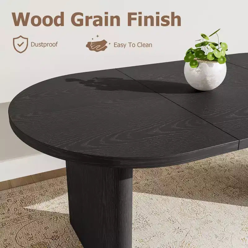 Table à manger ovale de 180 cm pour 6-8 personnes, longue table de cuisine de style ferme avec base en bois épais pour salle à manger, cuisine, salon et bureau