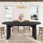 Table à manger ovale de 180 cm pour 6-8 personnes, longue table de cuisine de style ferme avec base en bois épais pour salle à manger, cuisine, salon et bureau