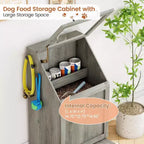Station d'alimentation pour chien avec gamelles surélevées, meuble de rangement et crochets pour accessoires, marron