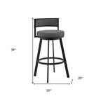26 tabourets de bar pivotants mi-hauteur en similicuir gris et noir et fer à dossier bas