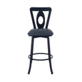 HomeRoots 26 Gray And Black Faux Leather And Iron Swivel Counter Height Bar Chair