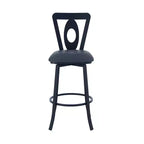 HomeRoots 26 Gray And Black Faux Leather And Iron Swivel Counter Height Bar Chair