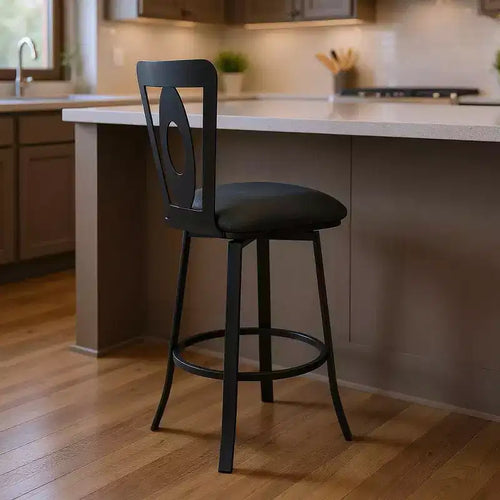 26 tabourets de bar pivotants en similicuir gris et noir et fer, hauteur comptoir