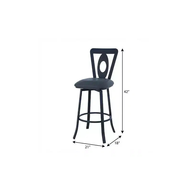 26 tabourets de bar pivotants en similicuir gris et noir et fer, hauteur comptoir