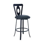 26 tabourets de bar pivotants en similicuir gris et noir et fer, hauteur comptoir
