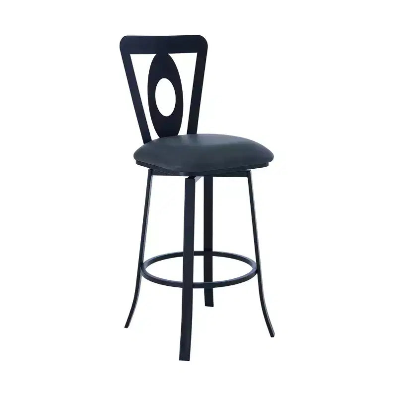 26 tabourets de bar pivotants en similicuir gris et noir et fer, hauteur comptoir