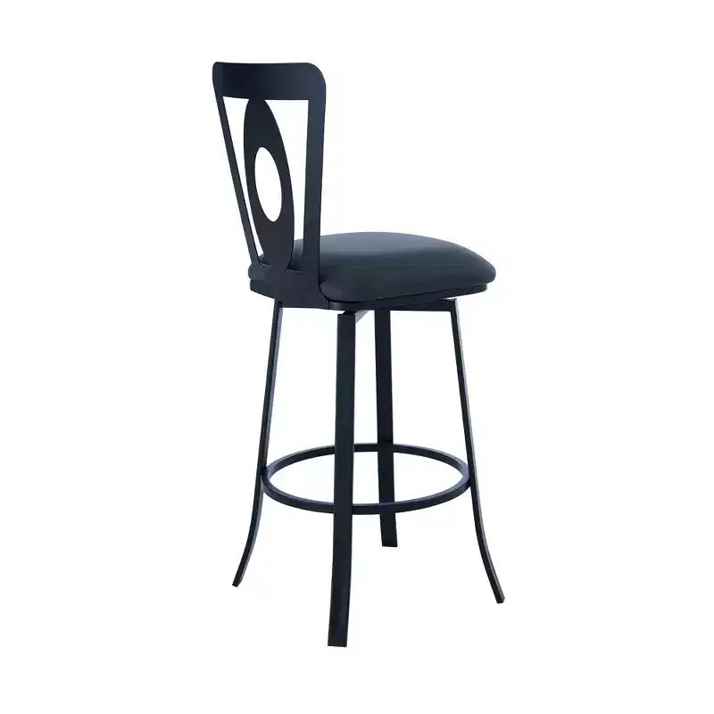 26 tabourets de bar pivotants en similicuir gris et noir et fer, hauteur comptoir