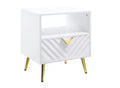 HomeRoots 22 White Manufactured Wood And Metal Rectangular End Table With Drawer And Shelf