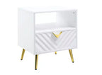 HomeRoots 22 White Manufactured Wood And Metal Rectangular End Table With Drawer And Shelf